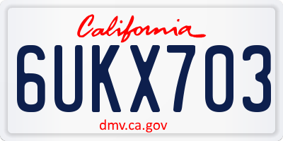 CA license plate 6UKX703