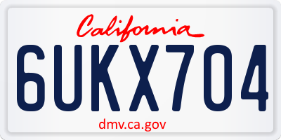 CA license plate 6UKX704