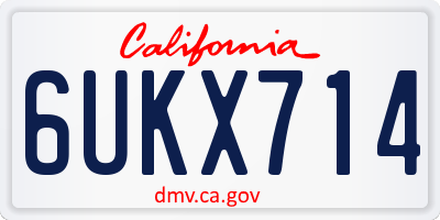 CA license plate 6UKX714