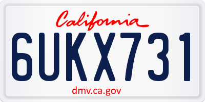 CA license plate 6UKX731