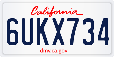 CA license plate 6UKX734