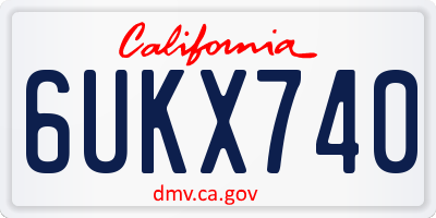 CA license plate 6UKX740