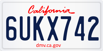 CA license plate 6UKX742