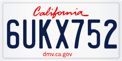 CA license plate 6UKX752