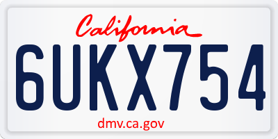 CA license plate 6UKX754