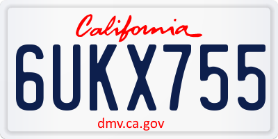 CA license plate 6UKX755