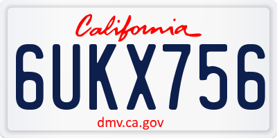 CA license plate 6UKX756