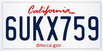 CA license plate 6UKX759