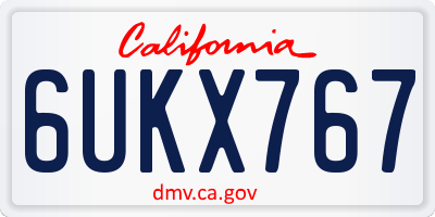 CA license plate 6UKX767