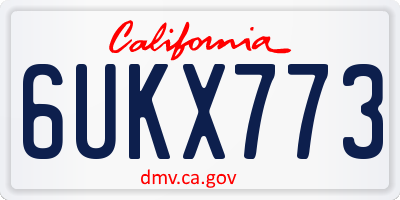 CA license plate 6UKX773