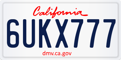 CA license plate 6UKX777