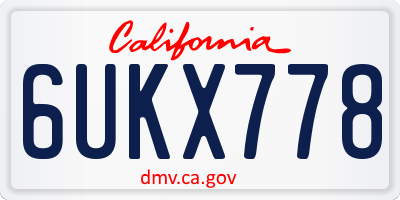 CA license plate 6UKX778