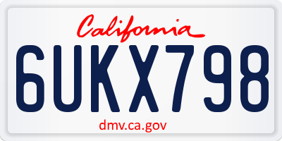 CA license plate 6UKX798