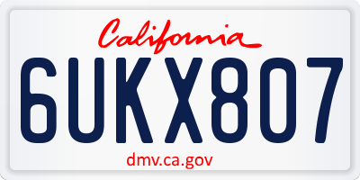 CA license plate 6UKX807
