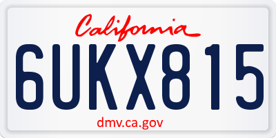 CA license plate 6UKX815