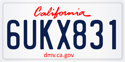CA license plate 6UKX831