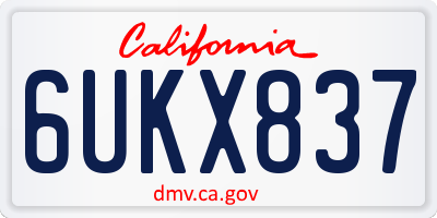 CA license plate 6UKX837