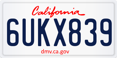 CA license plate 6UKX839