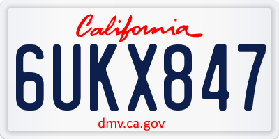CA license plate 6UKX847