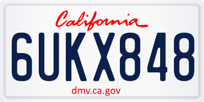 CA license plate 6UKX848