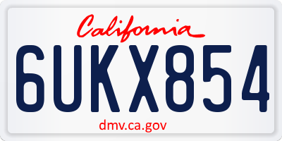 CA license plate 6UKX854