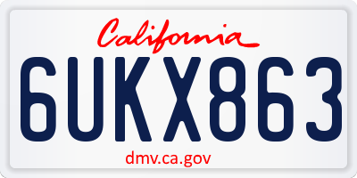 CA license plate 6UKX863
