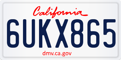 CA license plate 6UKX865