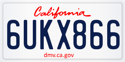 CA license plate 6UKX866