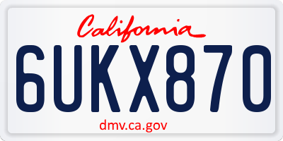 CA license plate 6UKX870