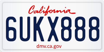 CA license plate 6UKX888