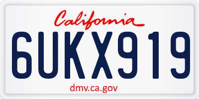CA license plate 6UKX919
