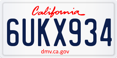 CA license plate 6UKX934