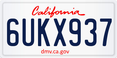 CA license plate 6UKX937