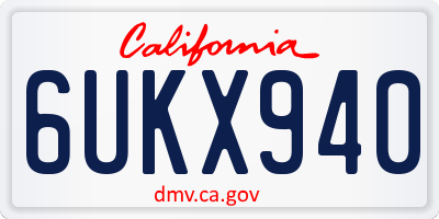 CA license plate 6UKX940