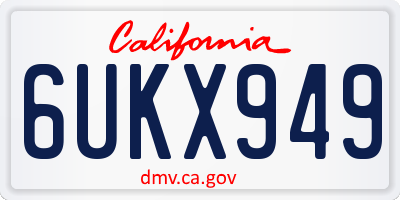 CA license plate 6UKX949