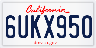 CA license plate 6UKX950