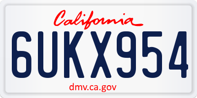 CA license plate 6UKX954