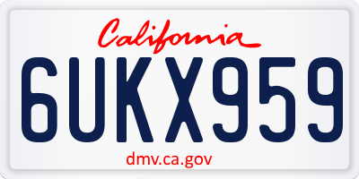 CA license plate 6UKX959