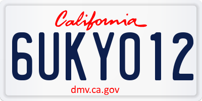 CA license plate 6UKY012