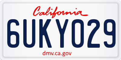 CA license plate 6UKY029