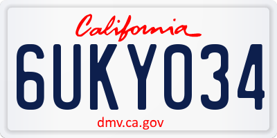 CA license plate 6UKY034