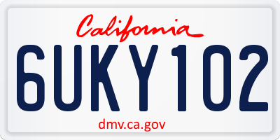 CA license plate 6UKY102