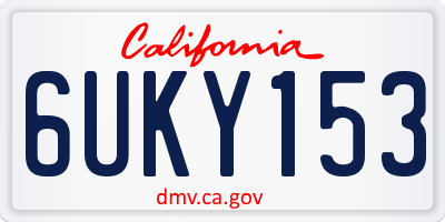 CA license plate 6UKY153