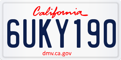 CA license plate 6UKY190