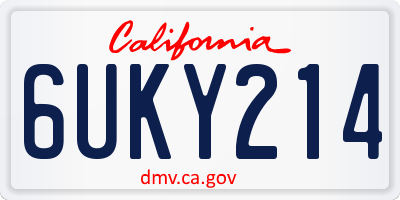 CA license plate 6UKY214