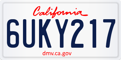 CA license plate 6UKY217