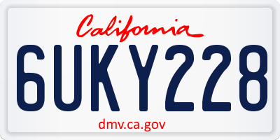 CA license plate 6UKY228