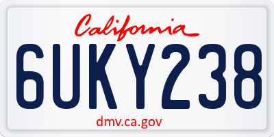 CA license plate 6UKY238