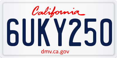CA license plate 6UKY250