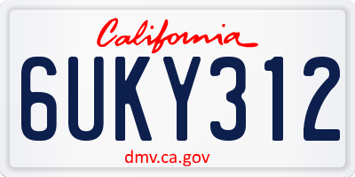 CA license plate 6UKY312